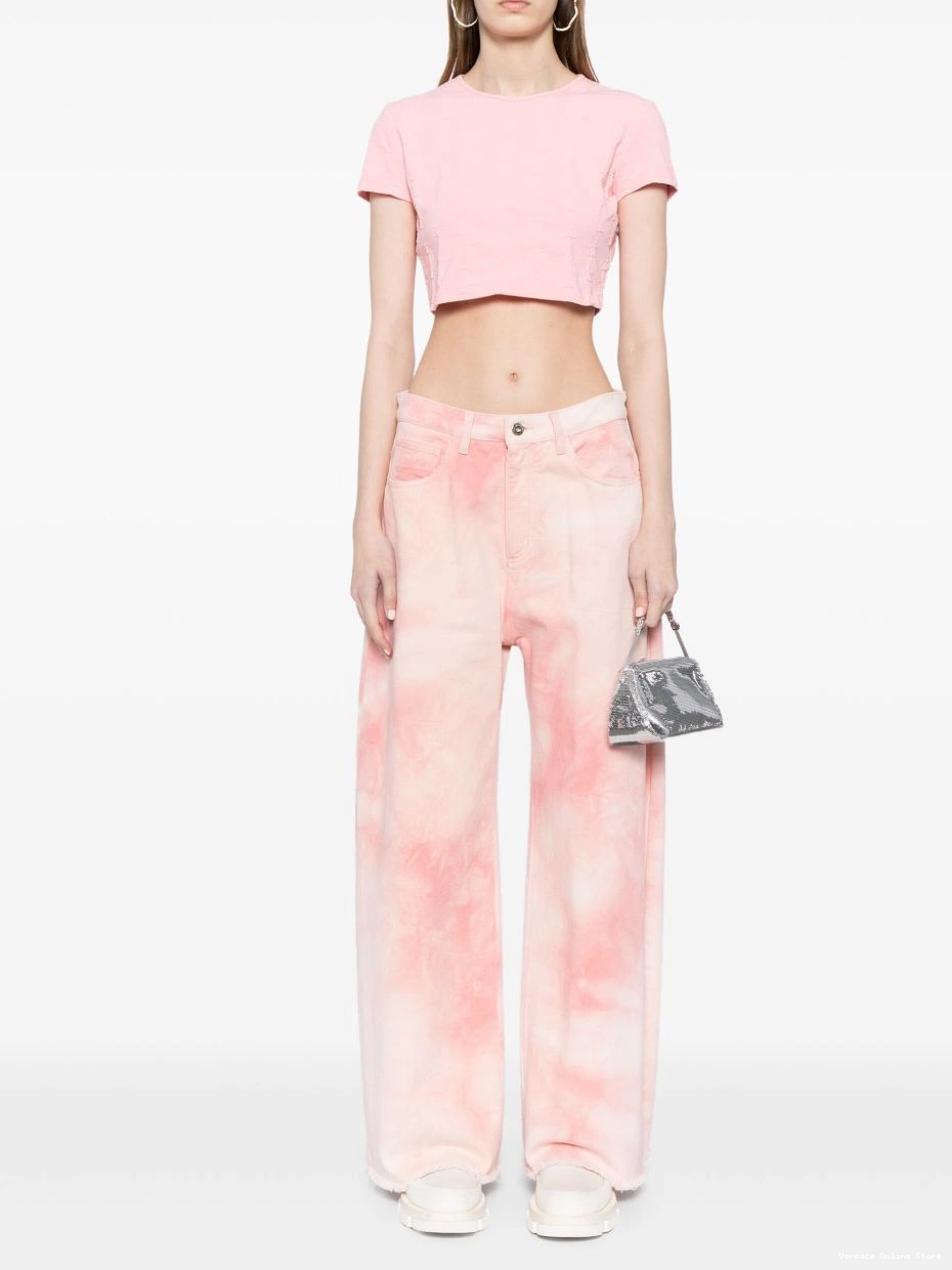 Cheap cropped Versace T-shirt embroidered Women 0716